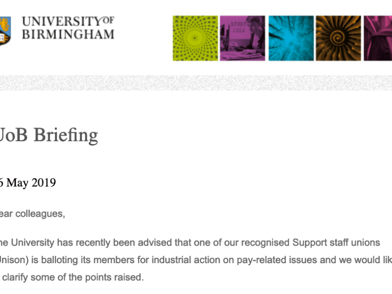 Birmingham UCU response to Tim Jones’ UoB&nbsp;Briefing