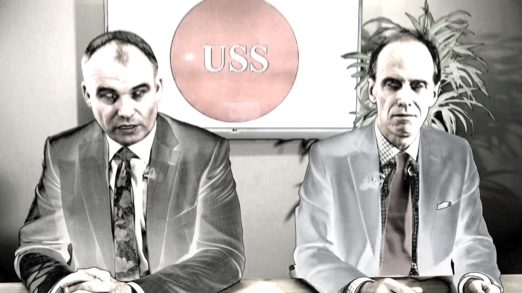 USSbriefs image showing negative-style image of USS pension scheme managers