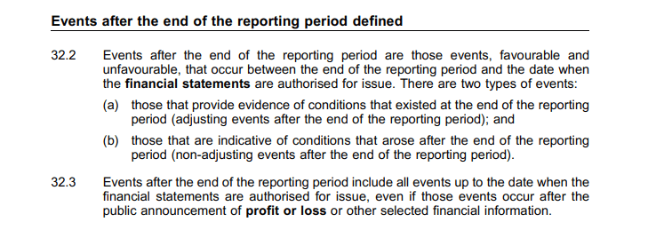 Excerpt of University of Birmingham annual accounts dealing with end of reporting period details